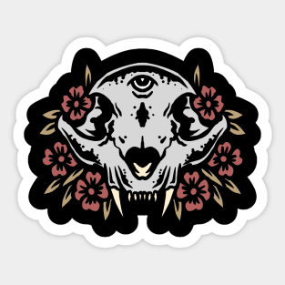 cat skull tattoo Sticker